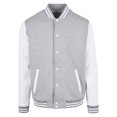 thumbnail image 1 of Build Your Brand - Chaqueta Basic College para Hombre (Gris Jaspeado, Blanco), 1 of 5