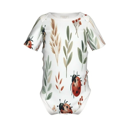 

Junzan Watercolor Ladybug Print Short-Sleeve Baby Climbing Clothes Bodysuits for Infant One-Piece for Baby Boys & Girls Baby Clothes Baby Romper with Snap Closure-9M
