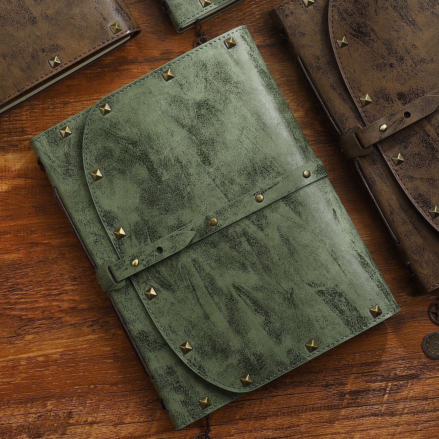 Notebook/Journal for Women Men 288 Pages A5 Hardcover Leather Journals for Writing,Travel,Business,Work & School,College Ruled Notebooks for Note Taking, Diary Notepad 7.3"×9.3" Green color
