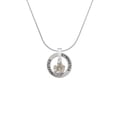 thumbnail image 2 of Delight Jewelry Silvertone White Plumeria Flowers Spinner Gymnastics Ring Charm Necklace, 18", 2 of 4