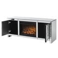 thumbnail image 5 of COSVALVE 47.2" Modern Silver LED TV Stand Electric Mirrored Fireplace Crushed Diamond Entertainment Center Cabinet for TVs Up to 55 inch Living Room, 5 of 11
