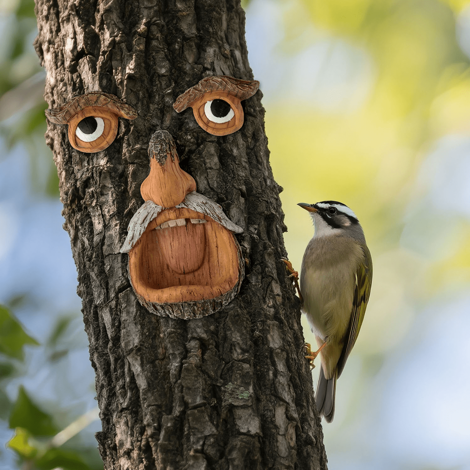 ;MALLMALL6 Tree Face Bird Feeder, Garden Outdoor Decor Yard Art Statue,1pack