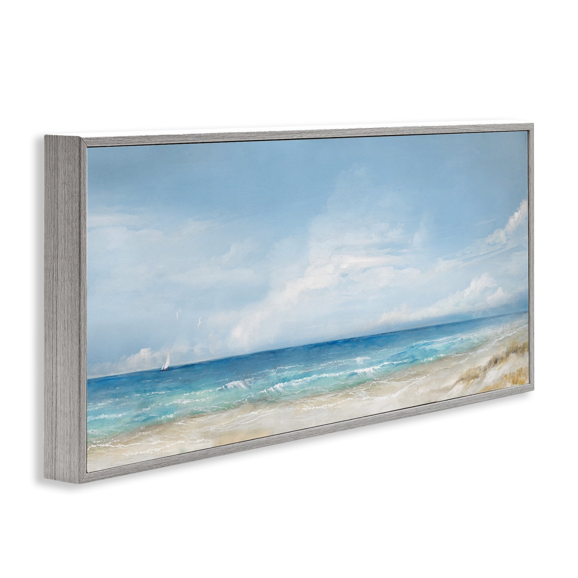 Stupell Industries Open Panoramic Sea Gray Framed Giclee Art, design by Ruane Manning