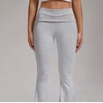 thumbnail image 6 of Women'S Flare Skinny Pants Fold over Leggings Bell Bottom Slim Fit Yoga Pants Y2k Joggers Light Gray S, 6 of 8