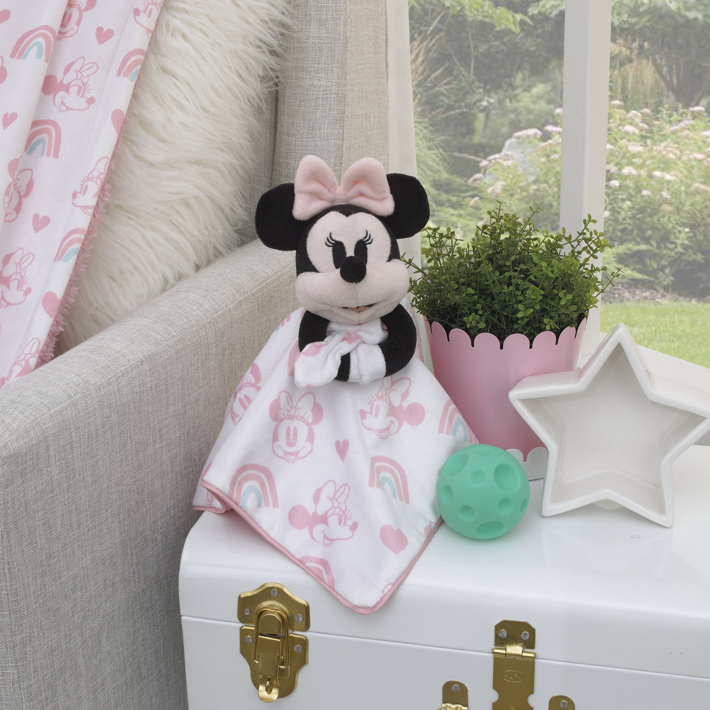 Disney Minnie Mouse White, Pink, and Aqua Lovey Security Blanket