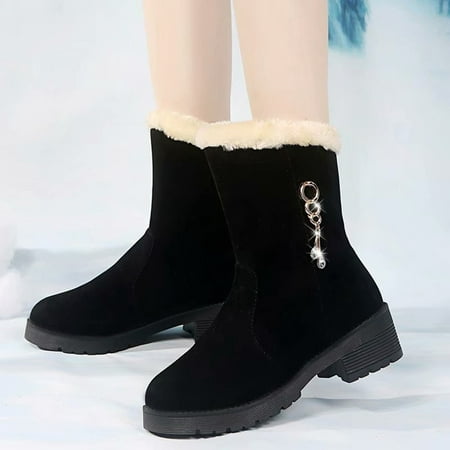 

Zunfeo Women Winter Boots- Solid Casual Chelsea Boots Chukka Boots New Arrivals Boots Christmas Gifts Clearance Black 4.5