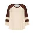 thumbnail image 5 of Women's Loose Fit V-Neck 3/4 Sleeve T-Shirt Top with Printed Shoulder Detail for Casual Wear, 5 of 6