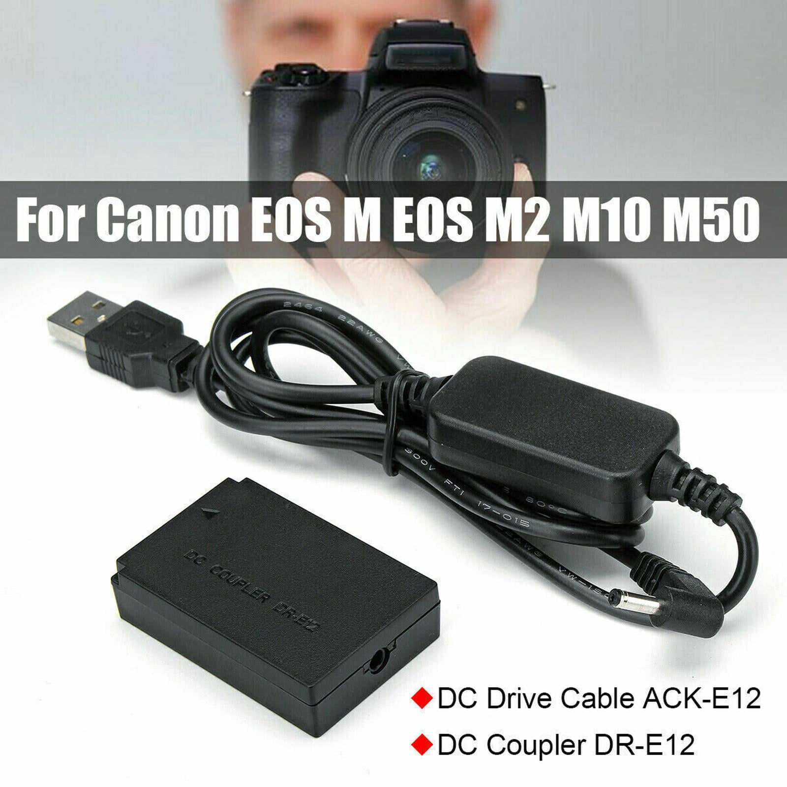 Cameras Dummy Battery, DC Coupler LP-E12 AC Power Adapter Kitfor for Canon EOSM, M2, M10, M50, M100, M200, M50 Mark II