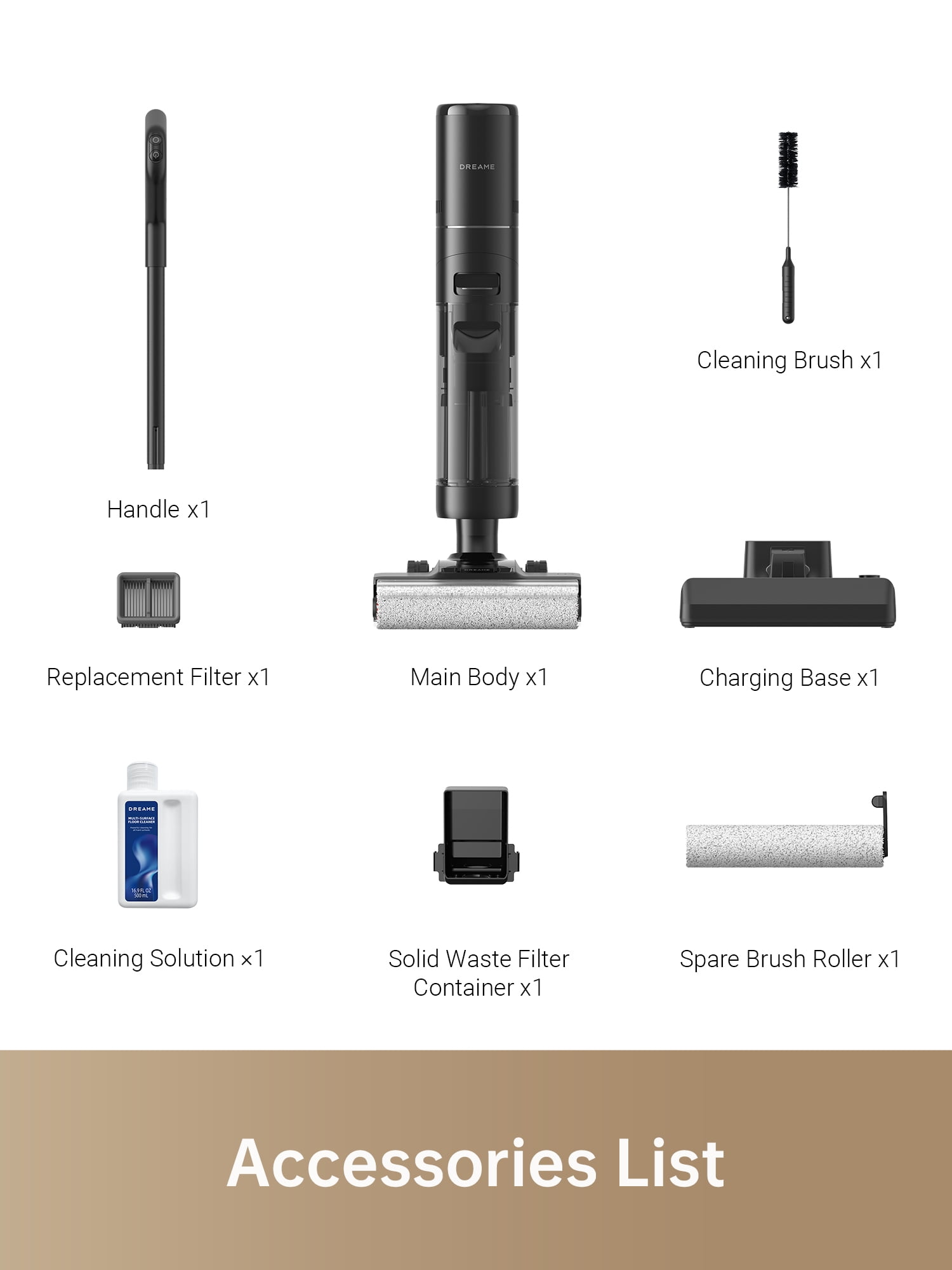 Dreame H13 Pro Wet Dry Vacuum Cleaning Bundle, Smart Floor Cleaner Vacuum Mop for Hard Floors, 140°F Brush Wash, Hot Air & Dual Rotation Self-Cleaning, GlideWheel Power System, 1 more Filter