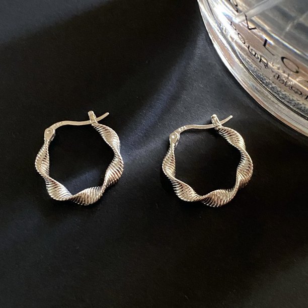 Pendientes de plata de ley 925 con líneas retorcidas para mujer, joyería Vintage de moda, accesorios de fiesta antialérgicos