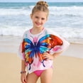 thumbnail image 2 of UngA Girl Swim Cover Up Kids Butterfly Beach Coverup Chiffon Long Sleeves Wrap Swim Dress Girls' Swimwear (White,7-8 Years), 2 of 9