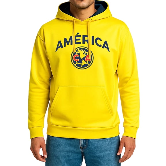 Icon Sports Club America Official Licensed Pullover Hoodie (Adult Large, Yellow)