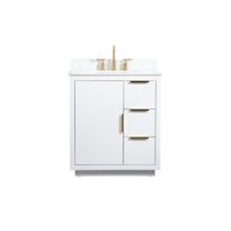 Elegant Kitchen and Bath 30 inch Single bathroom vanity in white with backsplash