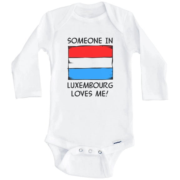 Someone In Luxembourg Loves Me Luxembourgish Flag One Piece Baby Bodysuit (Long Sleeve), 0-3 Months White