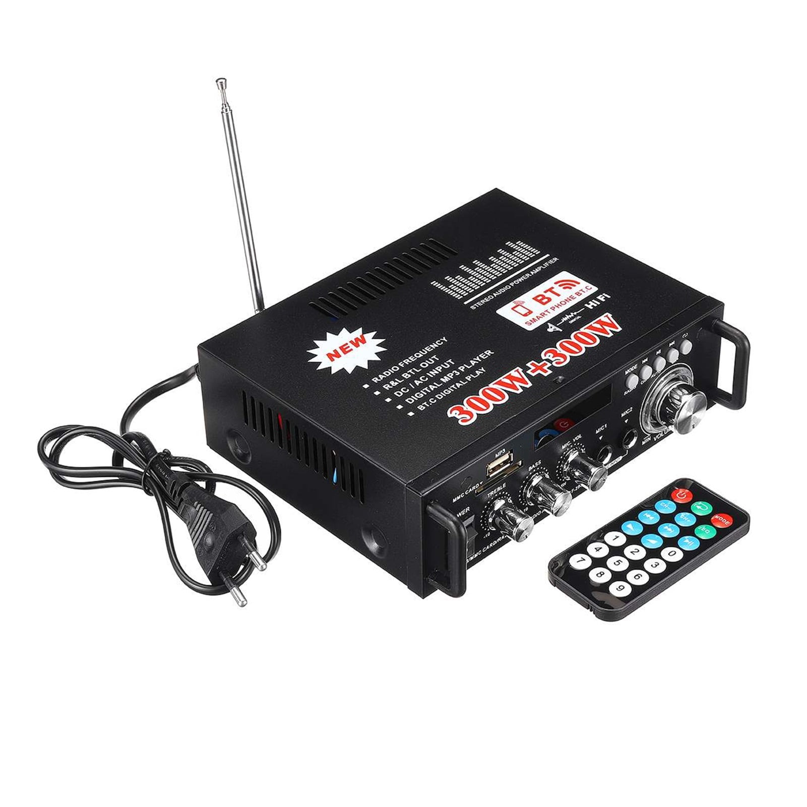 HIFI Bluetooth Amplifier Home Car Sound Audio Processor Home Theater Amplifiers Music Player With Remote Control
