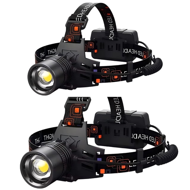 Lámpara de Cabeza Recargable LED de 990000 Lúmenes, Lámpara de Cabeza con Batería de Larga Duración de 60H con 5 Modos y IPX7 Impermeable y con Zoom, Luz de Cabeza Ajustable a 120° para Adultos, Exte