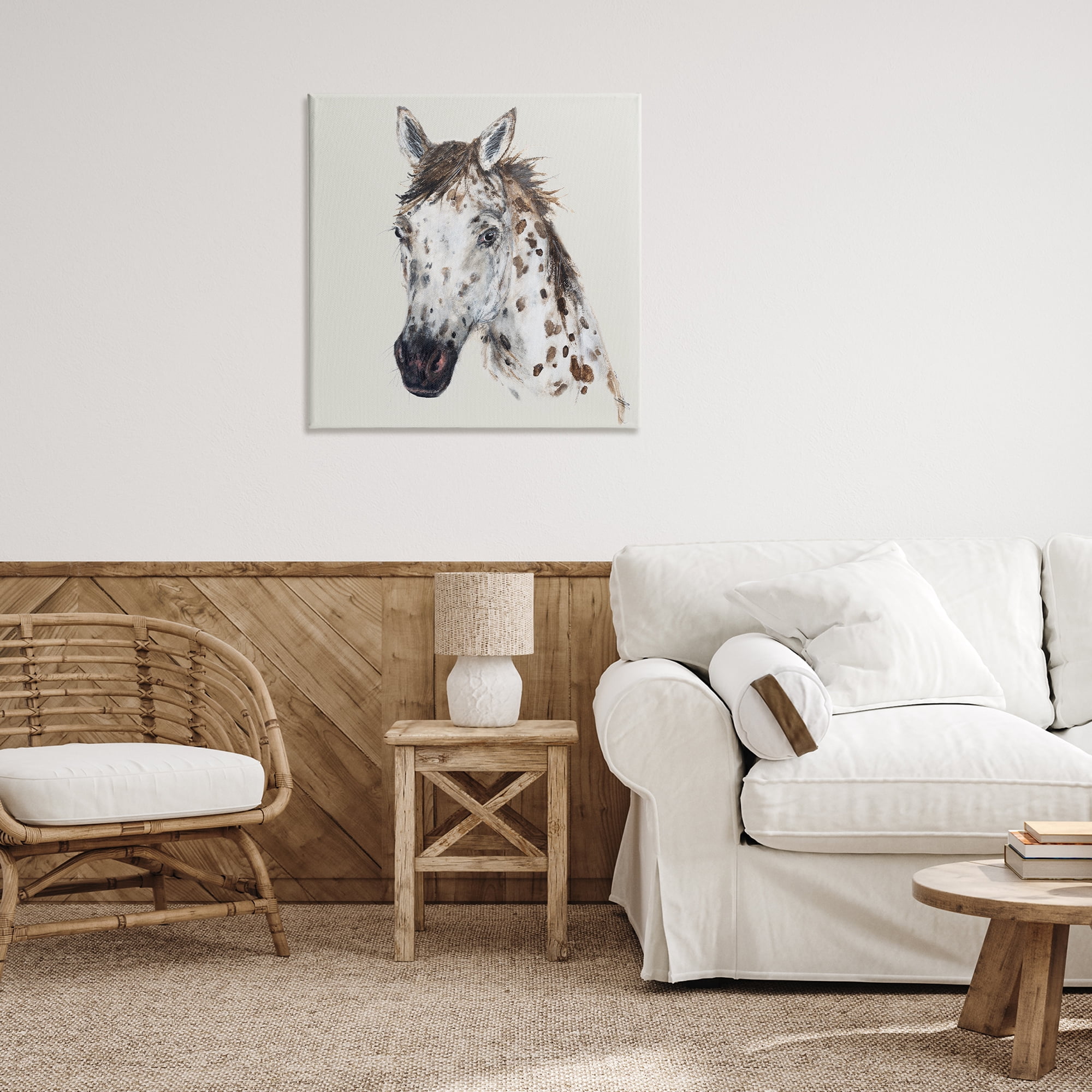 Stupell Industries Charming Spotted Horse Animals Painting Wrapped Canvas Art Print Wall Art, 30 x 30