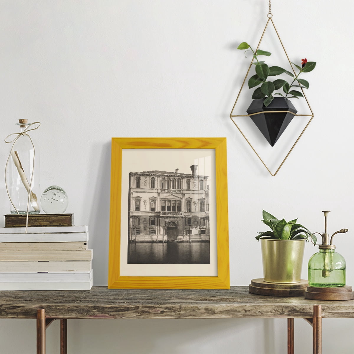 Vintage Views of Venice I - Framed Print w/glass - Sunflower Yellow