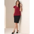 thumbnail image 4 of DARING DIVA Women's Summer Office Tops V-Neck Solid Color Chiffon Blouse S Red, 4 of 6