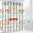 thumbnail image 3 of Colorful Kids Bathroom Rules Shower Curtain Funny Girls Boys Teen Inspirational Motivational Quotes Shower Curtains for Bathroom Decor 72x72Inch Washabale Fabric Bath Curtain Set with 12 Hooks, 3 of 6