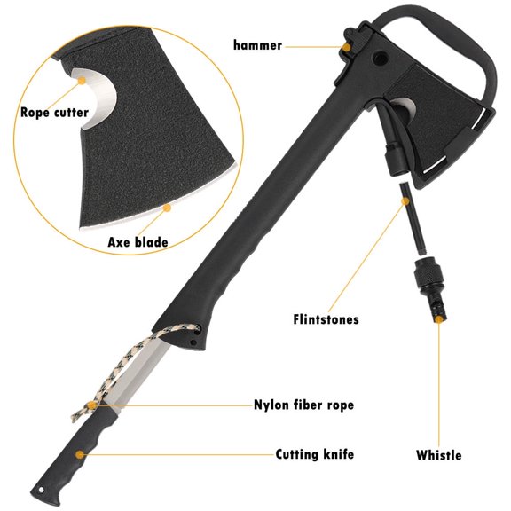 Outdoor Camping Hand Axe With Saw Blade Knife Black Hiking Tool