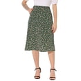 thumbnail image 1 of Unique Bargains Jupe Midi Évasée pour Femmes avec Ceinture, Vert, TG, 1 of 6