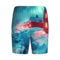 thumbnail image 2 of Lsque Aurora Borealis Village Mens Sleep Pajama Shorts,Short Pajama Pants, Cotton Ultra-Soft Knit-4X-Large, 2 of 9