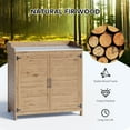 thumbnail image 6 of Lofka Outdoor Garden Patio Wooden Storage Cabinet with Potting Benches, Wood Color, 6 of 9