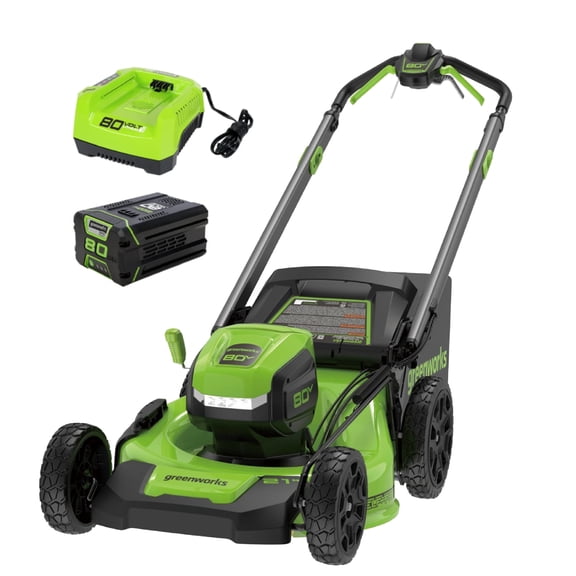 Greenworks 80V 21" Brushless Cordless Self-Propelled Lawn Mower, 4.0 Ah Battery and Rapid Charger Included