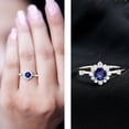 thumbnail image 3 of Rosec Jewels Classic Blue Sapphire Engagement Ring with Diamond Halo for Women (0.9 Carat, AAA Quality) - with Jewelry Box, 18K White Gold, US 4.00, 3 of 8