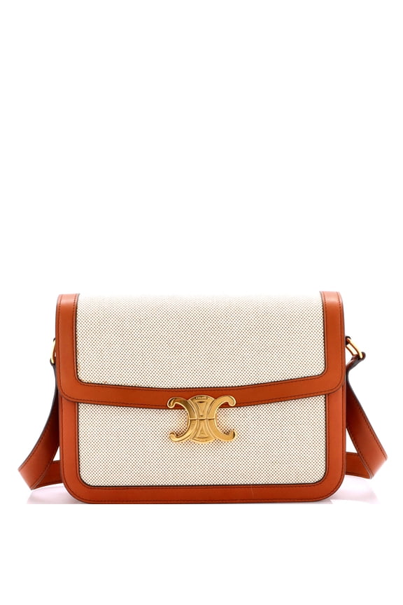 Pre-Owned Triomphe Shoulder Bag Canvas with Leather Medium By Rebag