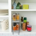thumbnail image 4 of Household Essentials Glidez Powder-Coated Steel Pull-Out/Slide-Out Storage Organizer with Plastic Liners for Spice Rack Use - 2 -Tier Design - Fits Standard Size Cabinet or Shelf, Brushed Silver, 4 of 9