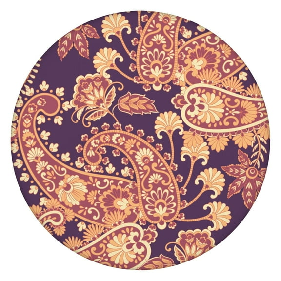 72 Inch Round Stretch Tablecloth - Ethnic Mandala Pattern Waterproof Fitted Table Cover, Anti-Slip Elastic Edge for Outdoor Picnics & Parties