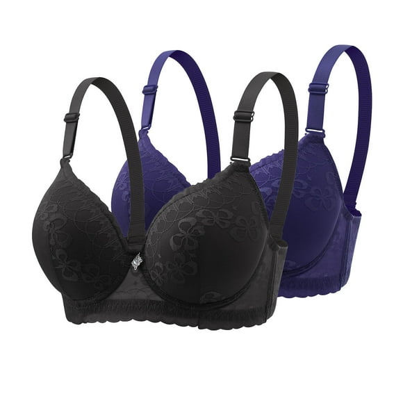 hotojiny 2 Pc Womens Wireless Bras Comfortable Lace Supportive Tshirt Bra No Underwire Seamless Push up Everyday Adjustable Bralettes