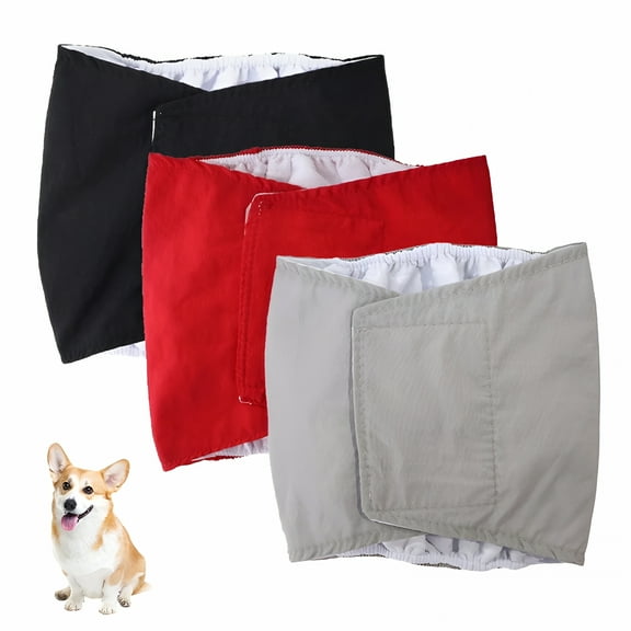 TELOLY Washable Male Dog Belly Band, Pack of 3 - Washable Male Dog Belly Wrap, Dog Diapers Male Doggie Diapers for Male Dogs