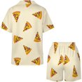 thumbnail image 4 of PRIYAL Pizza Pieces Painted Silk Women Pajama Set Short Sleeve Comfy Pjs Sets 2 Piece Lounge Set, 4 of 4