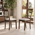 thumbnail image 2 of Giantex Farmhouse Dining Chairs Set of 2, Modern Kitchen Chairs w/Elegant Hollowed backrest, Upholstered Seat, Brown, 2 of 6