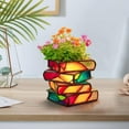 thumbnail image 3 of DefiDgd Stacked Painted Book Flower Vase Resin Statue,Book Shaped Planter,Colorful Planters for Small Indoor Plants,Cute Flower Pot for Bookshelf Home Decor,Gifts for Book Lovers(B), 3 of 5