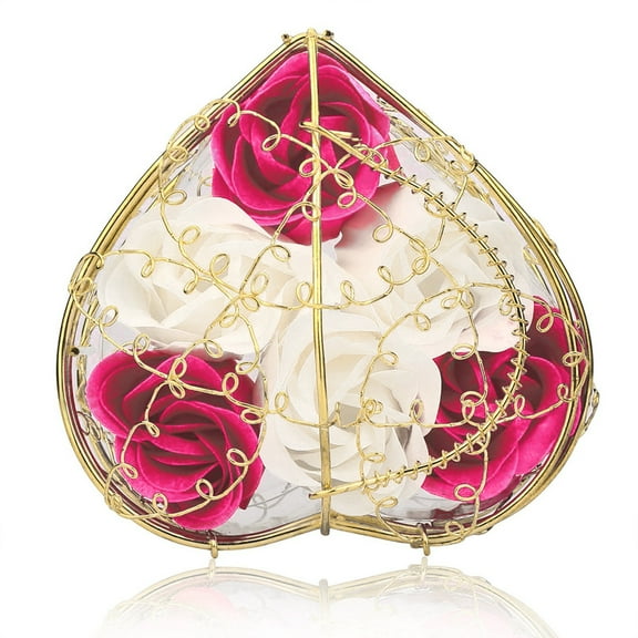 Artificial Rose Flower Box Makeup Organizer Cosmetic Tools Holder Flower Box for Valentine's Day Decoration