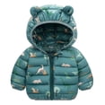 thumbnail image 6 of LYMAYTER Boys Girls down Cotton Coats Kids Fall Winter Long Sleeves Printed Jacket Toddler Ears Hooded Warm Outerwear for 1-7 Years, 6 of 8