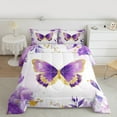 thumbnail image 2 of jejeloiu Chic Butterflies Full Size Comforter Sets,Retro Rustic Flower Floral Bedding Comforter Set,Gold Glitter Print Bedding Sets For Kids,Luxury Bedroom Decor Reversible,3pcs, 2 of 8