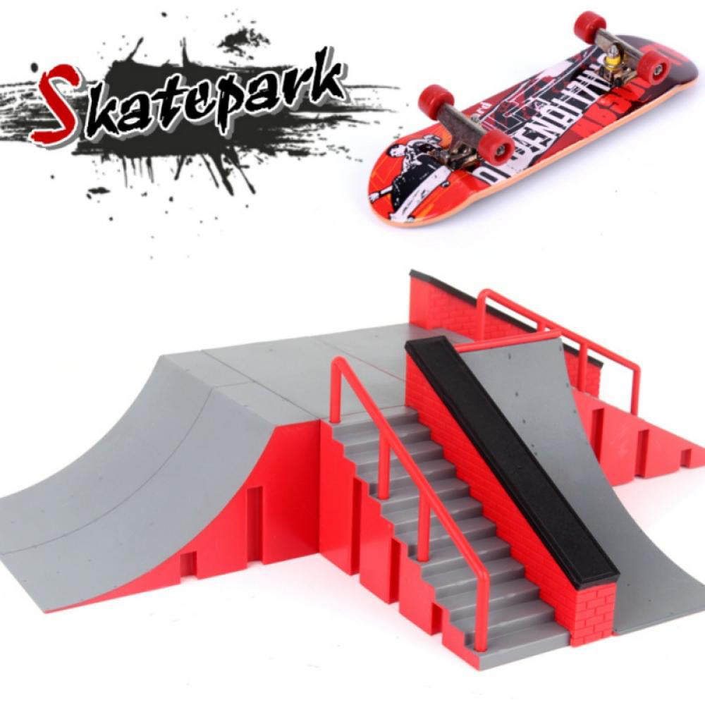 Kids Skateboard Set Toys Mini Skate Park Ramp Parts Fingerboard Game Props Kit 