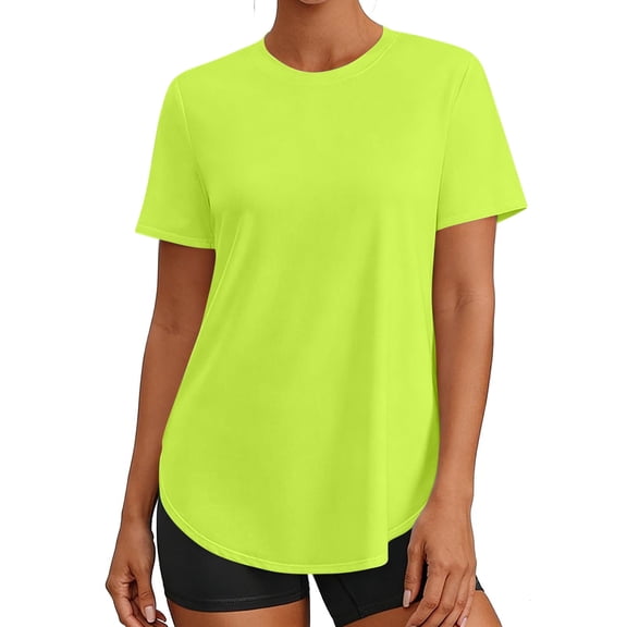 Ixbnca Women's Workout Tops Short Sleeve Athletic T Shirts Lightweight Quick Dry Running Crew Neck Tee