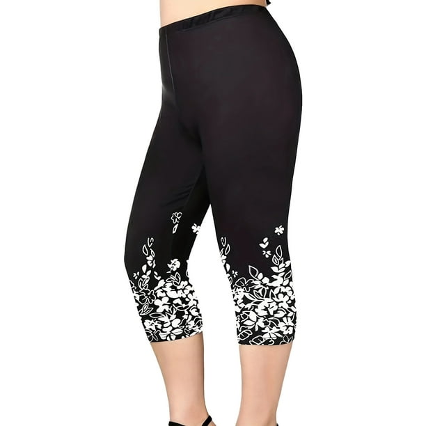 Ediodpoh Women's Floral Print Lifting Slim High Sports Yoga Pants Capri  Pants Yoga Pants For Women White XL