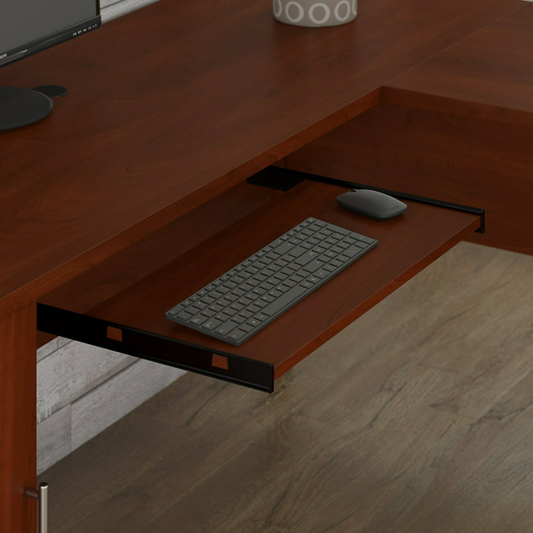 Bush Furniture Somerset 60W L Shaped Desk with Storage, Sand Oak