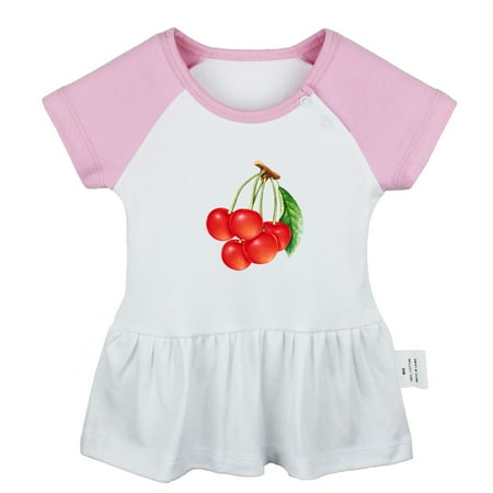 

Fruit Cherry Pattern Dresses For Baby Newborn Babies Skirts Infant Princess Dress 0-24M Kids Graphic Clothes (Pink Raglan Dresses 6-12 Months)