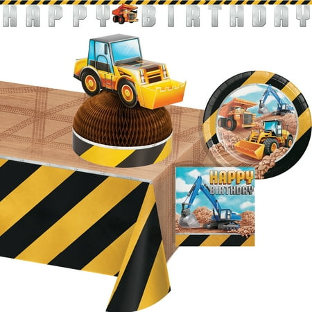 Creative Converting Multicolor Big Dig Construction Birthday Party Kit, 27 Count