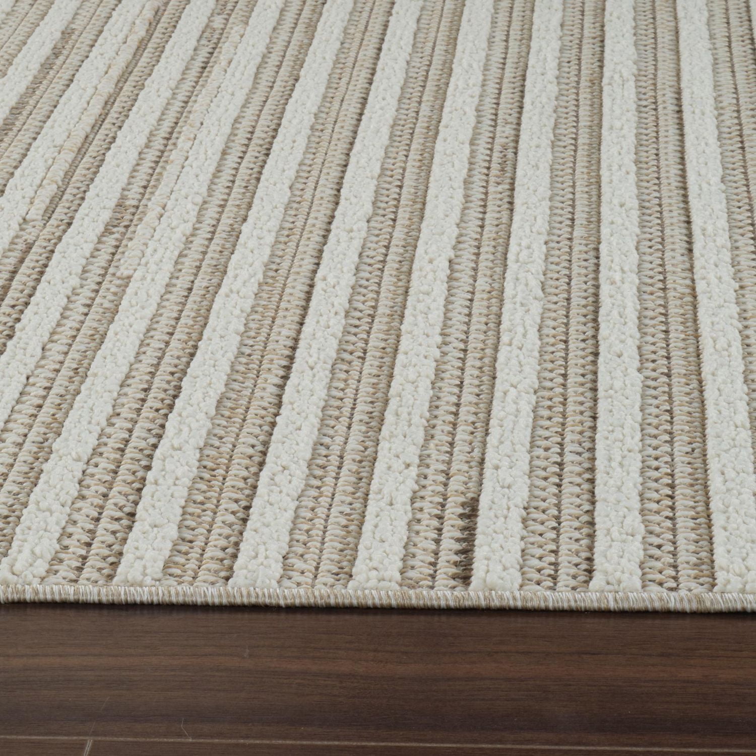 Rug Branch Hogar Striped Indoor Outdoor Area Rug, Brown Cream, Modern - Living Room, Bedroom, Dining Room, and Kitchen