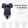 thumbnail image 4 of Bingfone Fire Breathing Dragon Twilight Pattern Women's Round Neck Bodysuit, Tight Snap Button Short Sleeve Bodysuit, Suitable for Party, Sports, Daily Wear-Large, 4 of 7