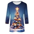 thumbnail image 5 of Gamivast Womens Plus Christmas Tops Plus Size 3/4 Sleeve Xmas Trees Printed Blouse Winter Fall Crew Neck Holiday Tunic Tees Casual Loose Party T-Shirts Fashion Outfits 2025, 5 of 6